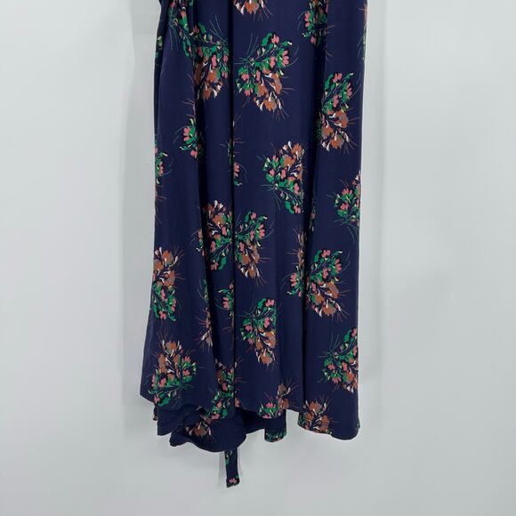 Boden True Full Wrap Midi Dress in Navy Floral Print Lightweight Womens Size 6P - Picture 10 of 13